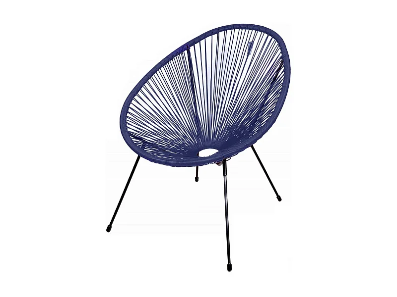 Fauteuil de jardin rond en résine coloris bleu 56x88x72 cm