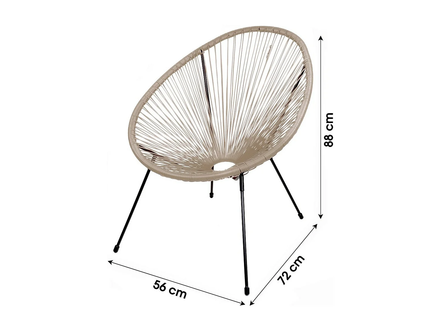 Ronde tuinstoel in taupekleurig hars 56x88x72 cm