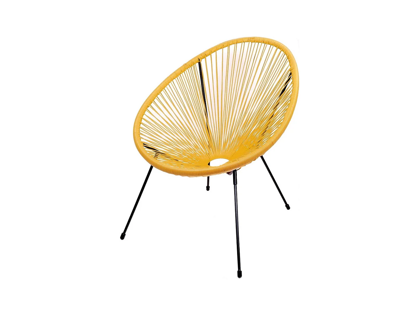 Fauteuil de jardin rond en résine coloris jaune 56x88x72 cm