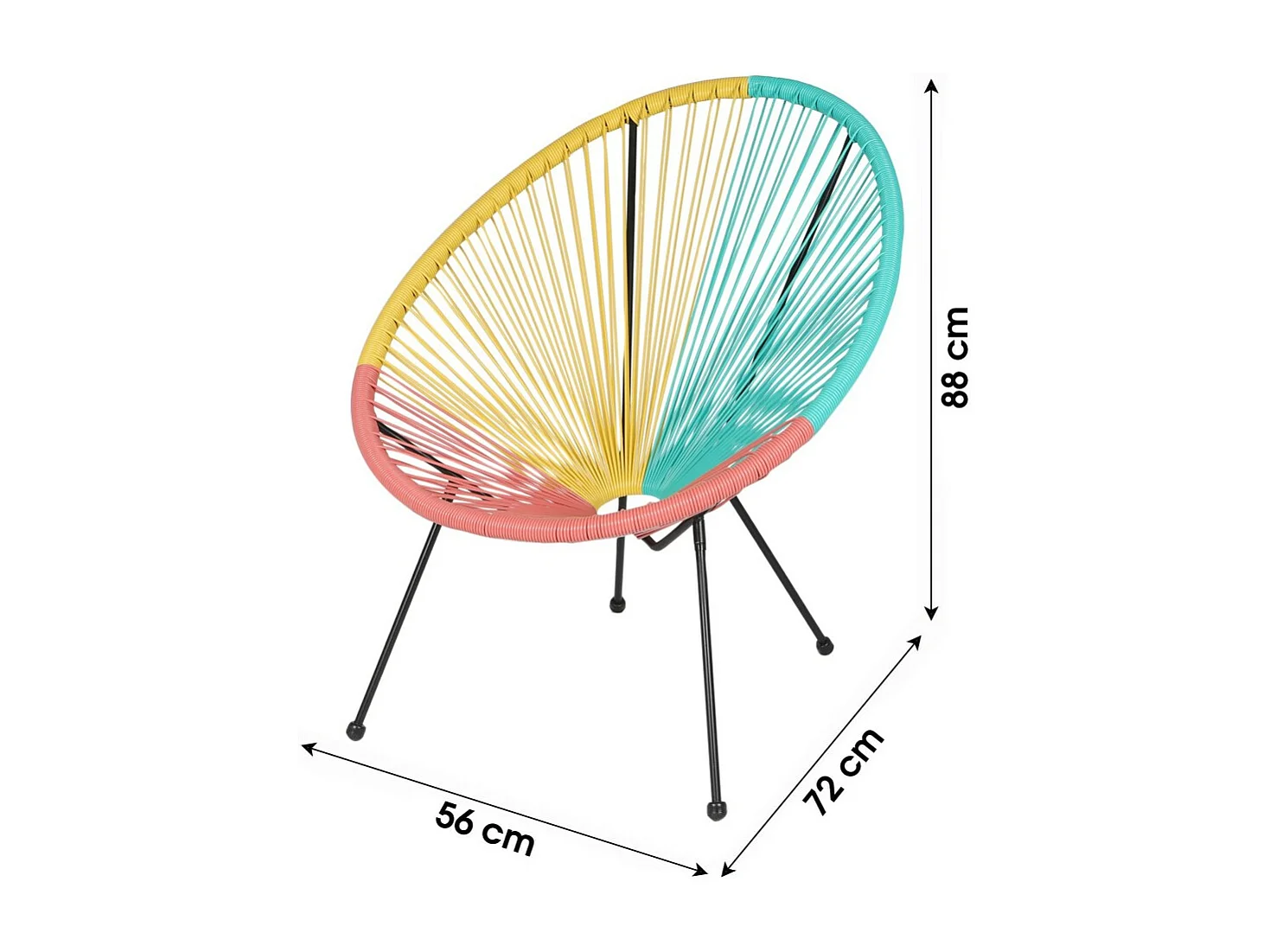 Runder Gartenstuhl aus Harz in bunten Farben 56x88x72 cm