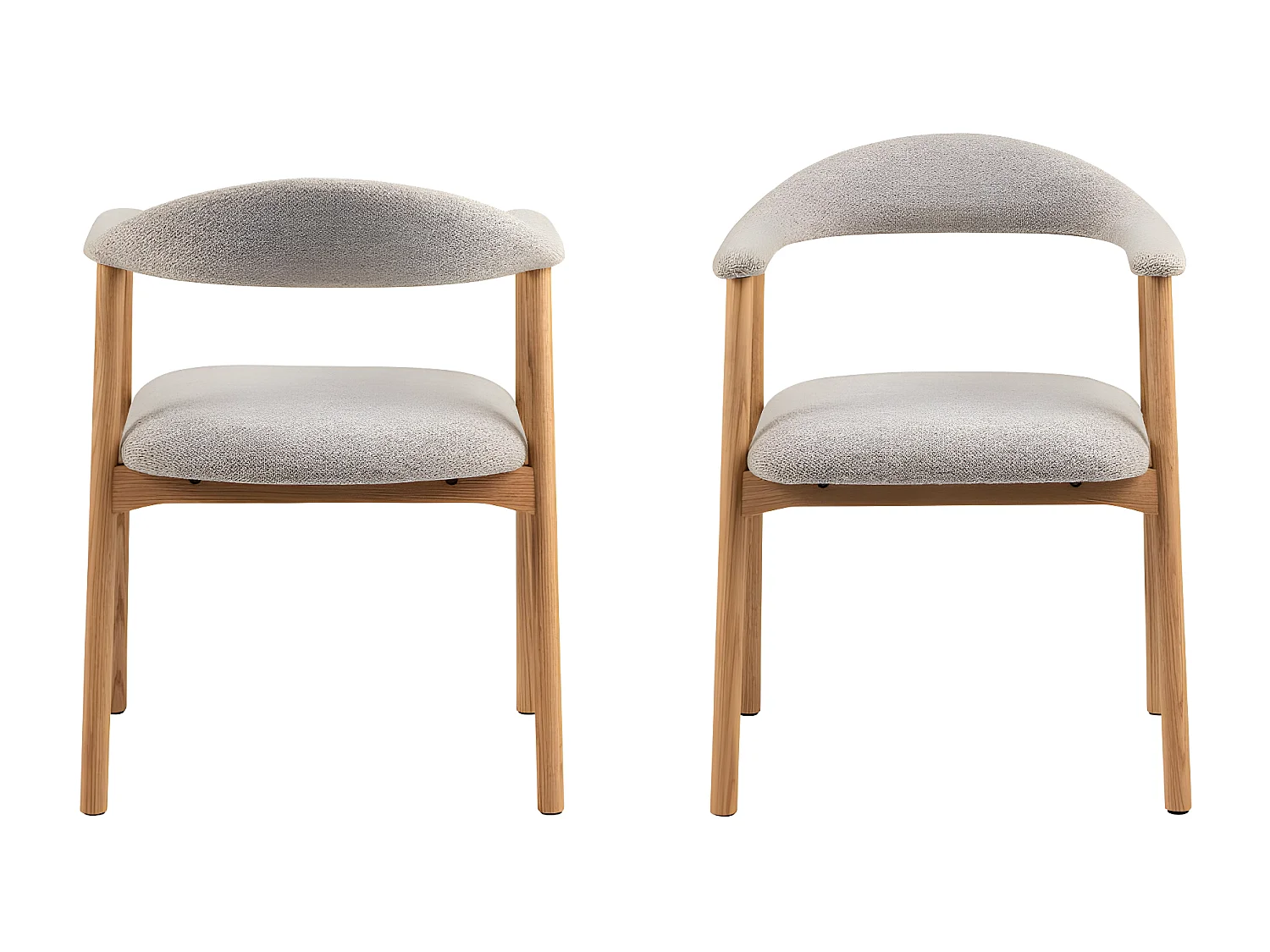 Anabate - Lot de 2 fauteuils de table en tissu et bois - Naturel chiné