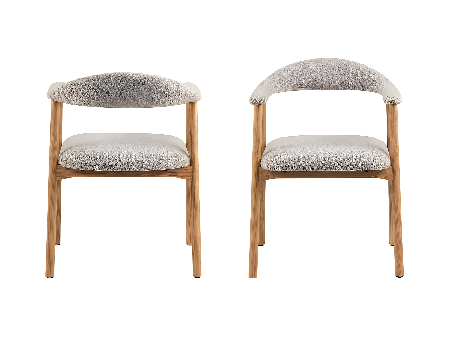 Anabate - Lot de 2 fauteuils de table en tissu et bois - Naturel chiné