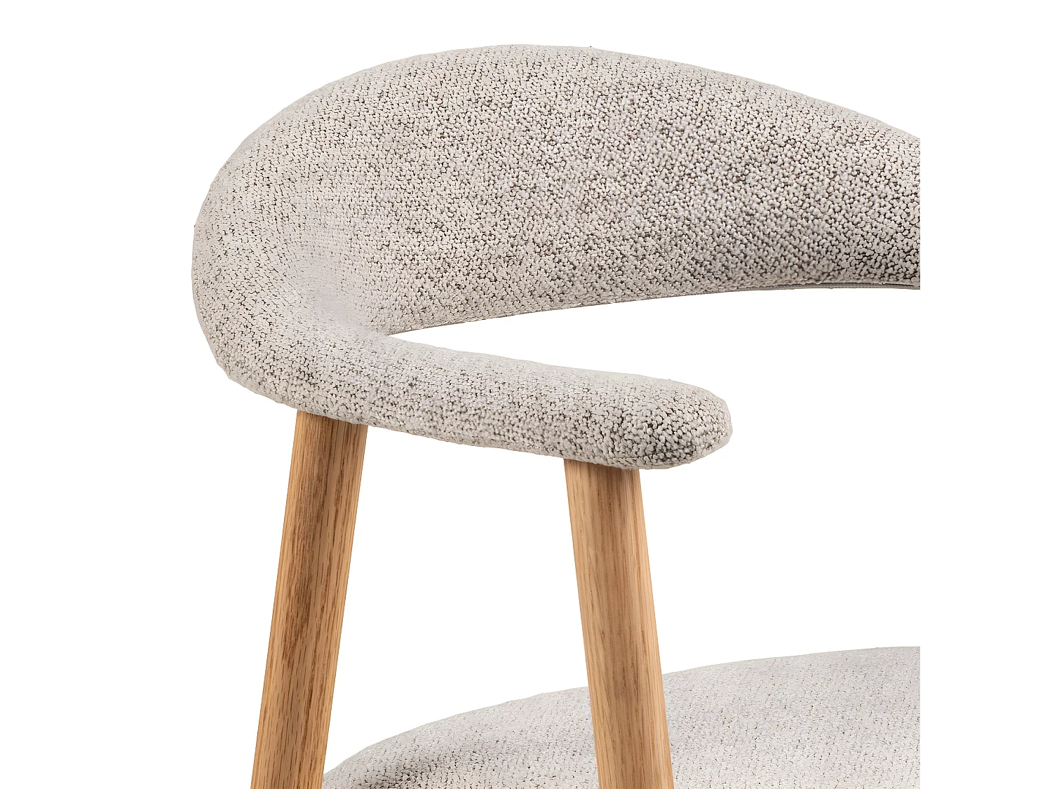 Anabate - Lot de 2 fauteuils de table en tissu et bois - Naturel chiné
