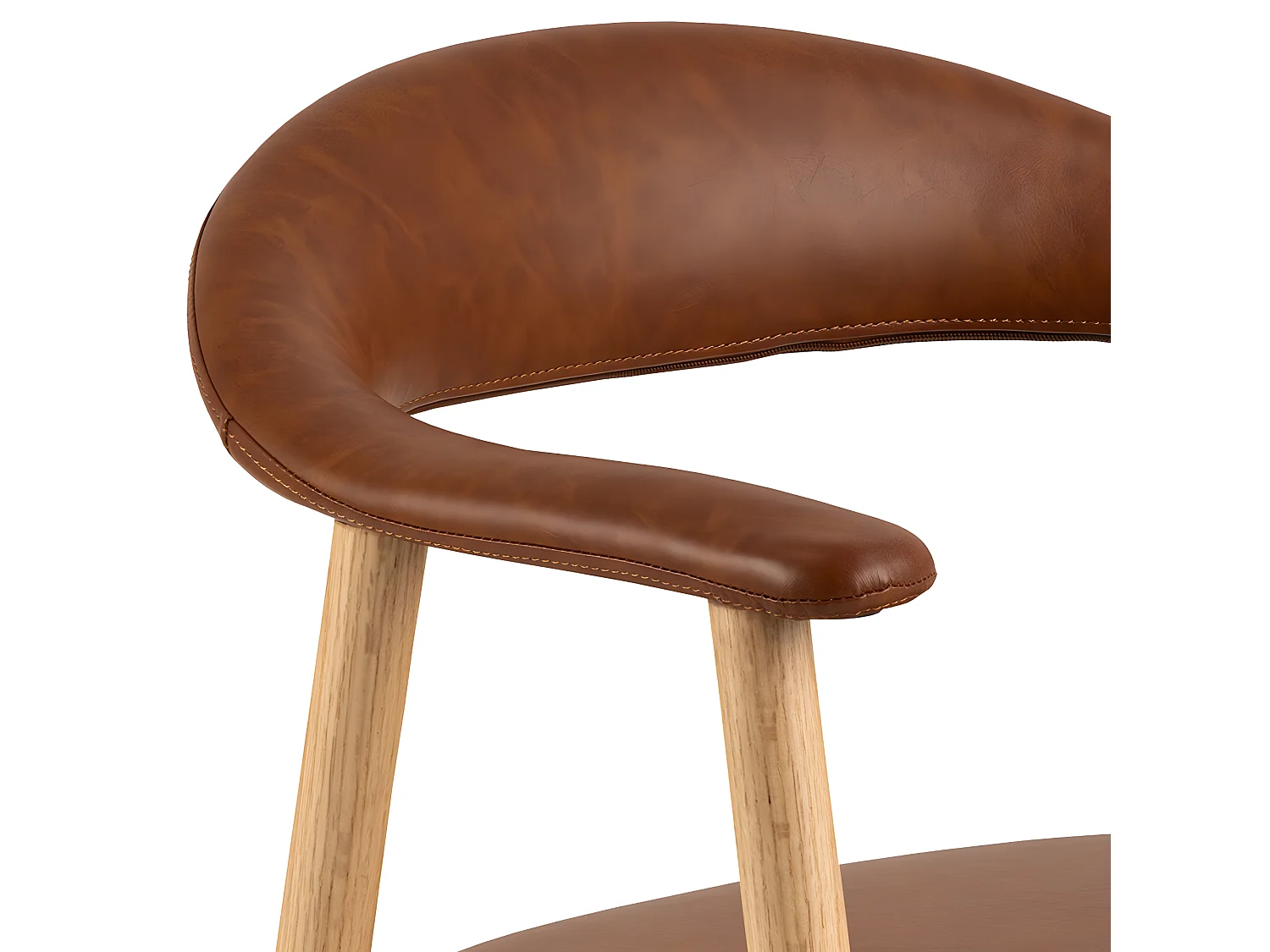 Anabate - Lot de 2 fauteuils de table en simili et bois - Marron