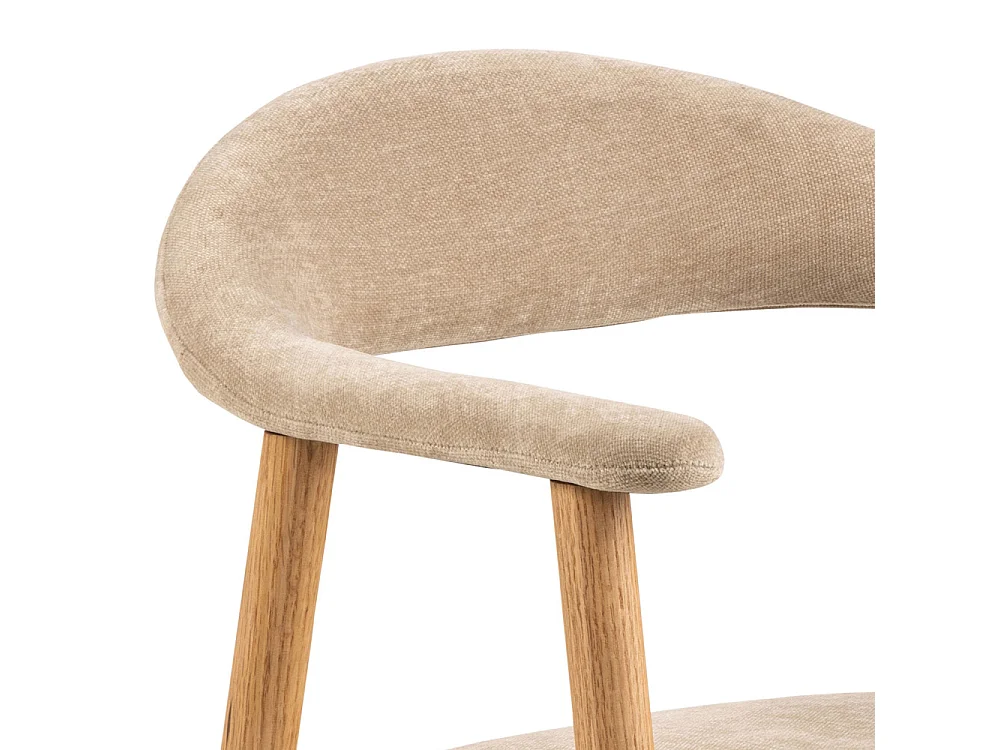 Anabate - Lot de 2 fauteuils de table en tissu et bois - Beige