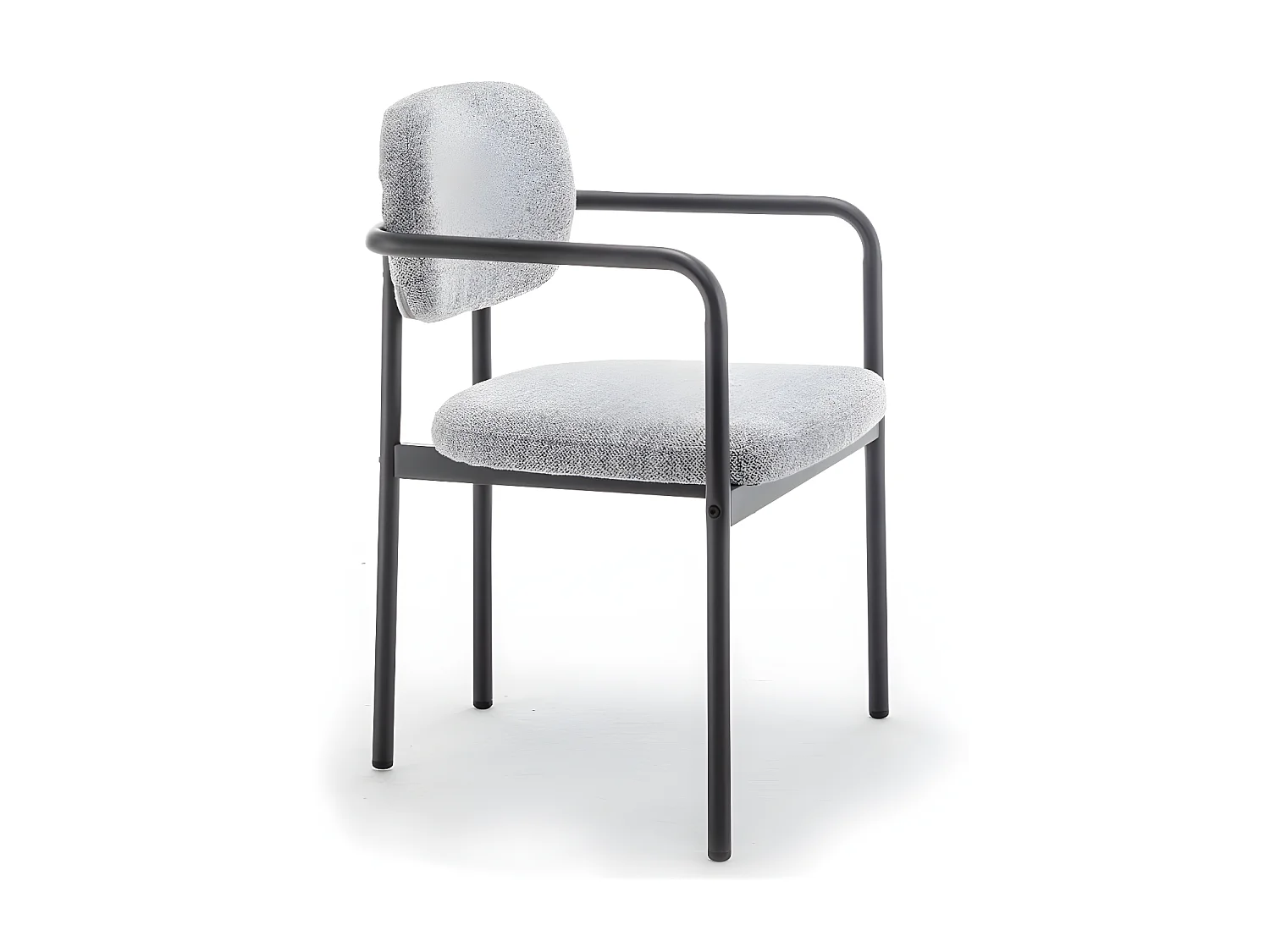 Stuart - Lot de 2 fauteuils de table en tissu bouclette et métal - Gris
