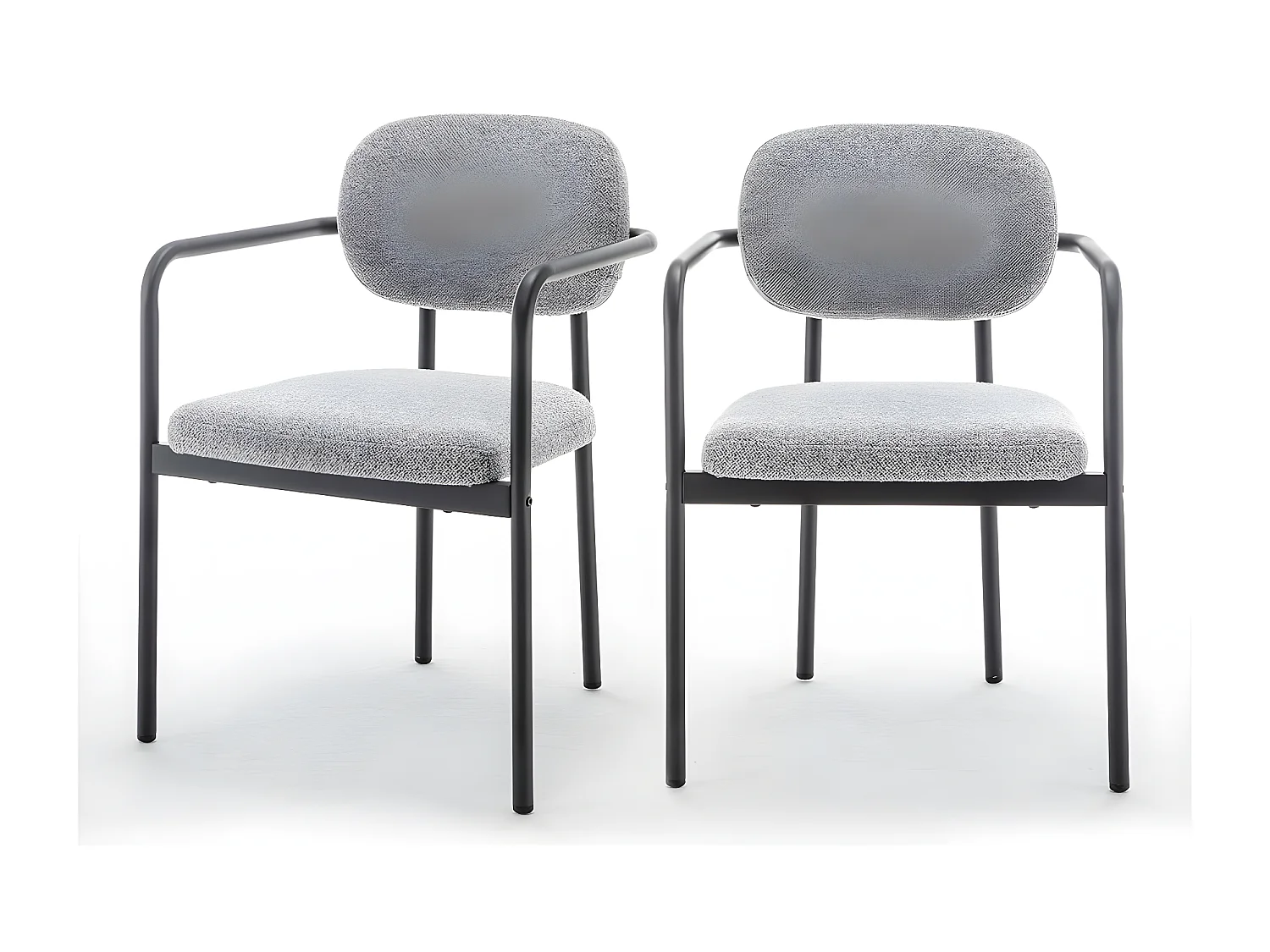 Stuart - Lot de 2 fauteuils de table en tissu bouclette et métal - Gris
