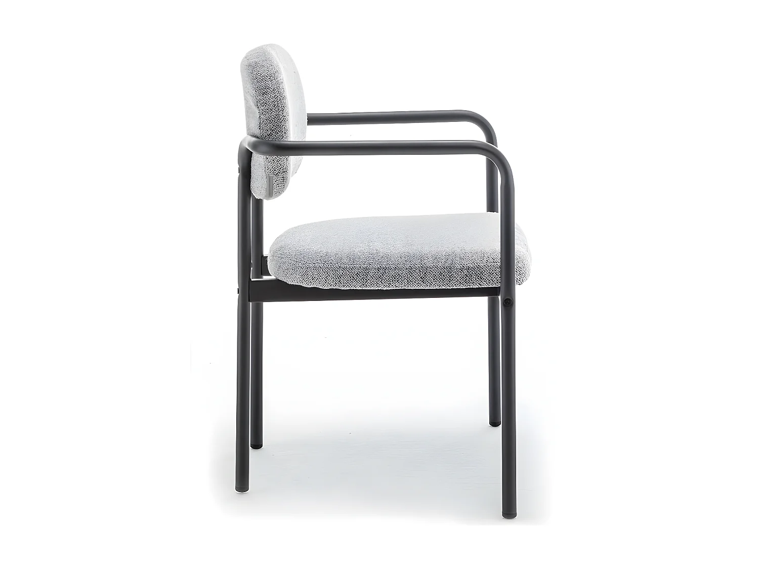 Stuart - Lot de 2 fauteuils de table en tissu bouclette et métal - Gris