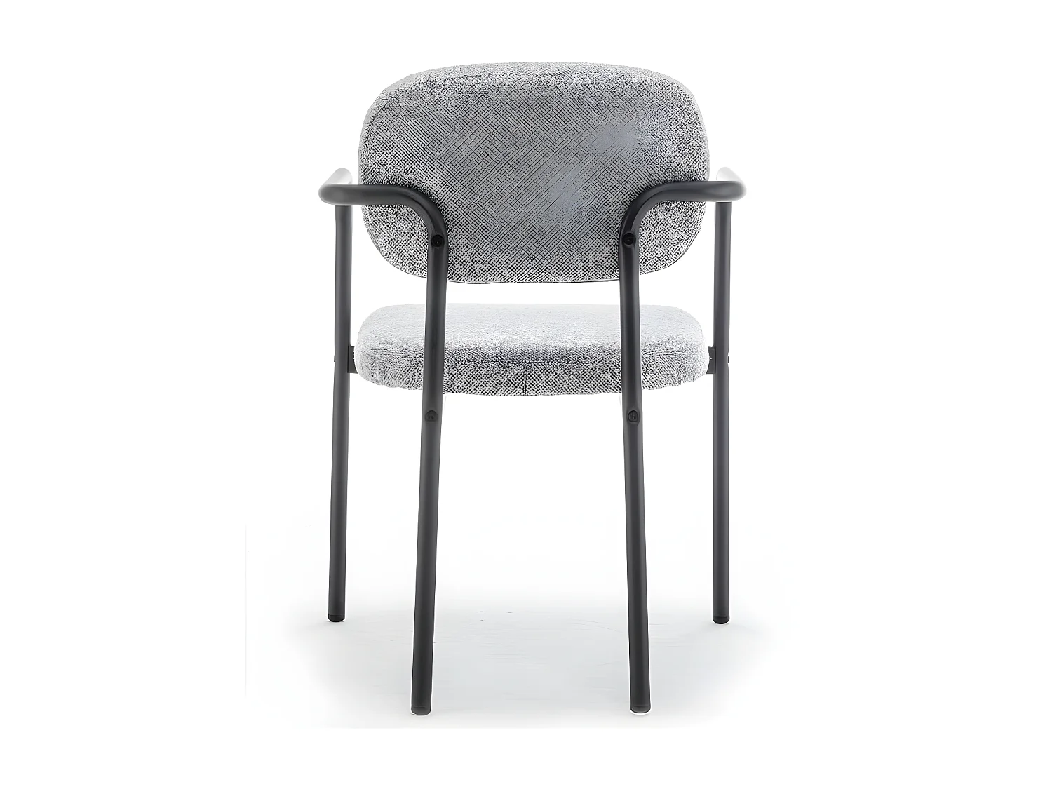 Stuart - Lot de 2 fauteuils de table en tissu bouclette et métal - Gris