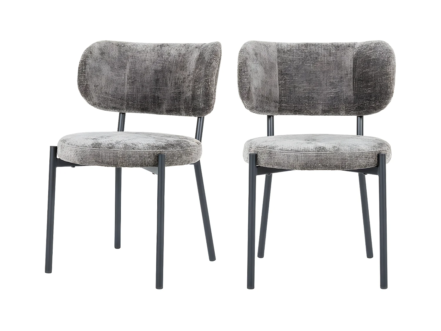 Oasis - Lot de 2 chaises en chenille et métal - Marron