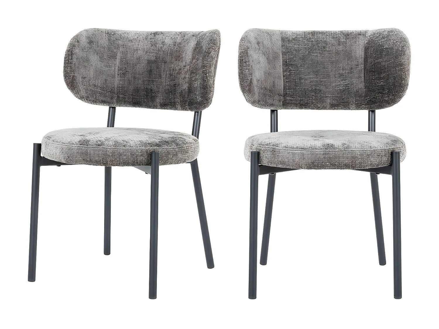 Oasis - Lot de 2 chaises en chenille et métal - Marron