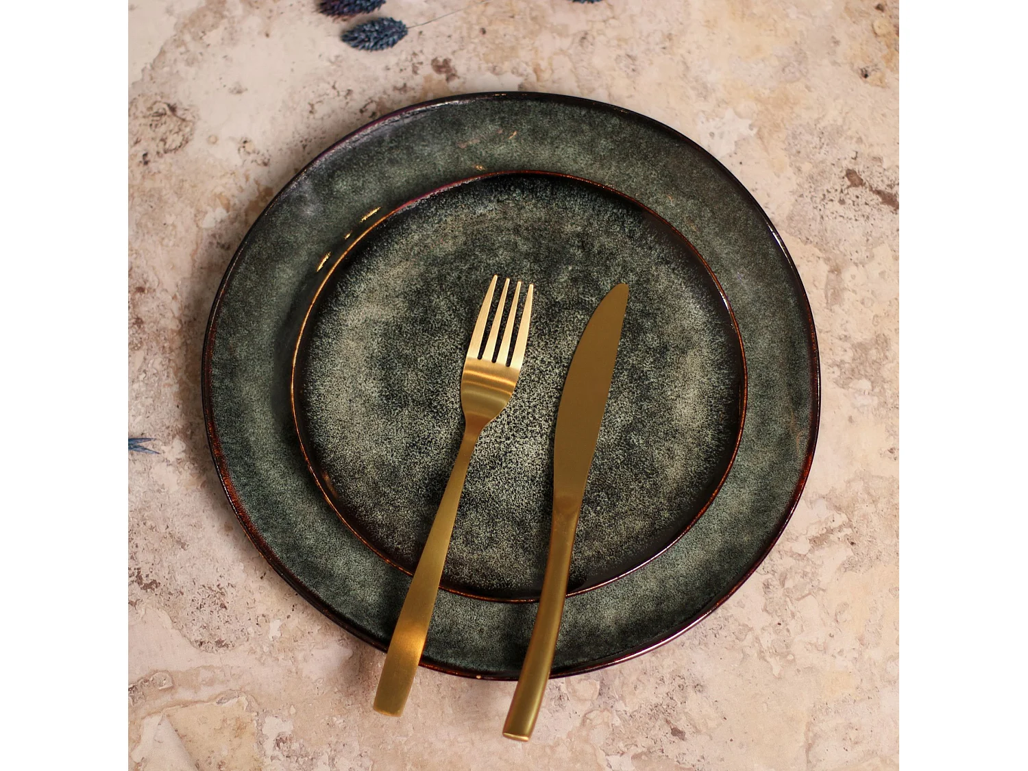 Ogo Living - Lot 6 Assiettes A Dessert Grenada 20.5cm En Gres Vert Fonce