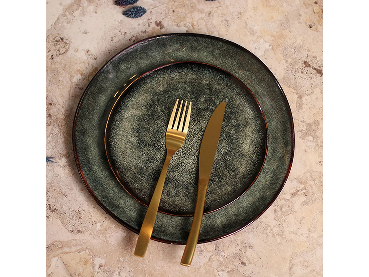 Ogo Living - Lot 6 Assiettes A Dessert Grenada 20.5cm En Gres Vert Fonce