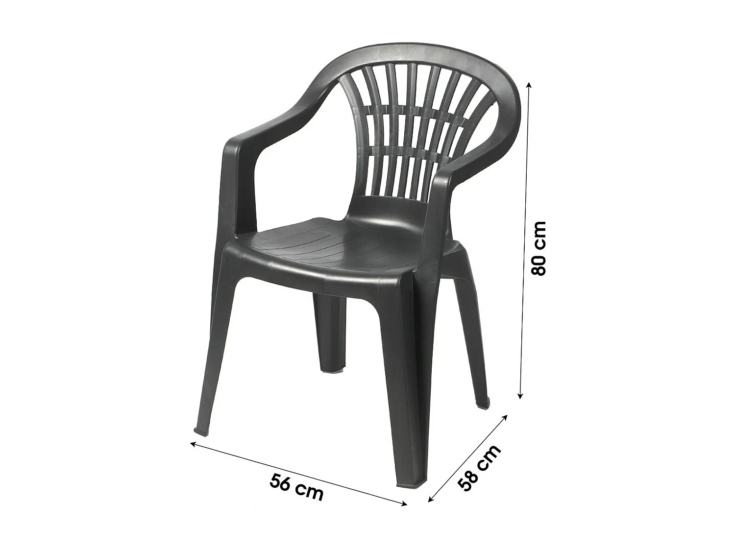 Chaise de jardin en plastique haute qualité gris anthracite – Dimensions 55x60x81 cm