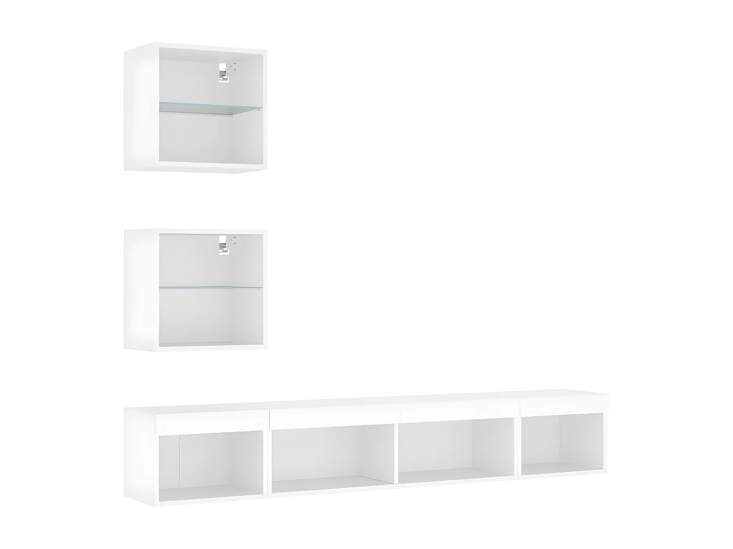 Ensemble de meuble TV avec LED 5 pcs blanc bois d'ingénierie WET7251