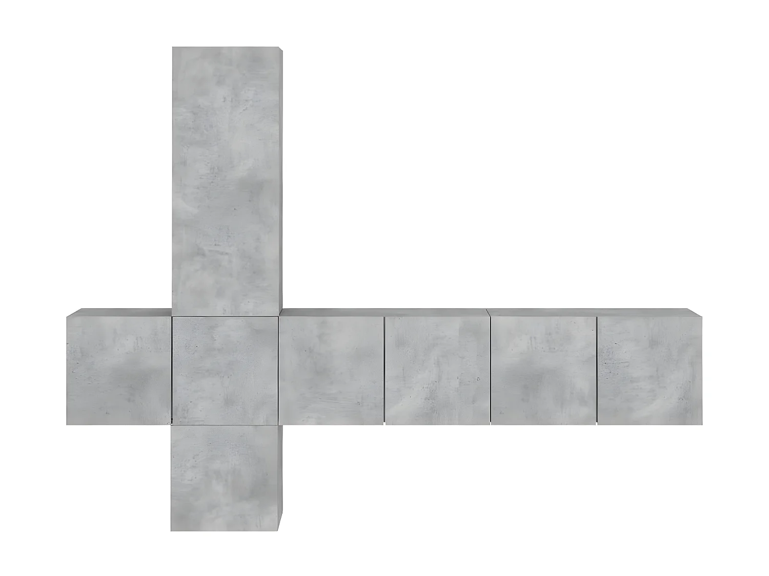 Mobili TV | Armadietti TV a Muro con LED 5pz Grigio Cemento Legno Multistrato