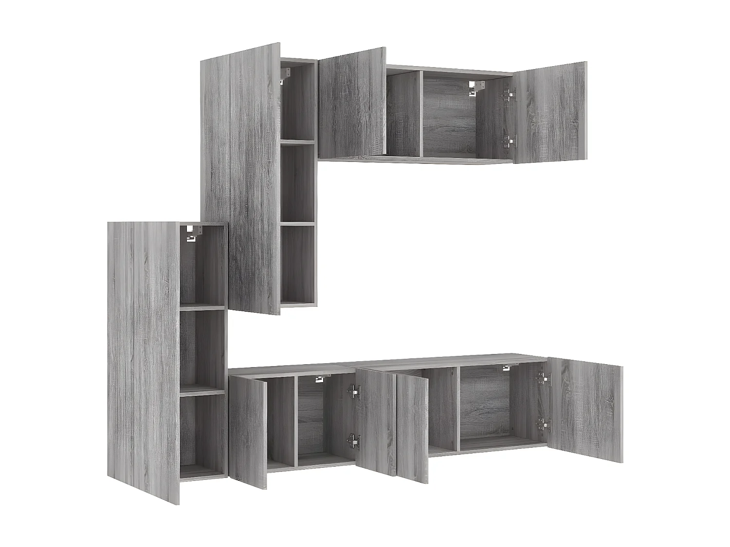 5-delige Tv-wandmeubelset grijs sonoma eikenkleurig NL610117