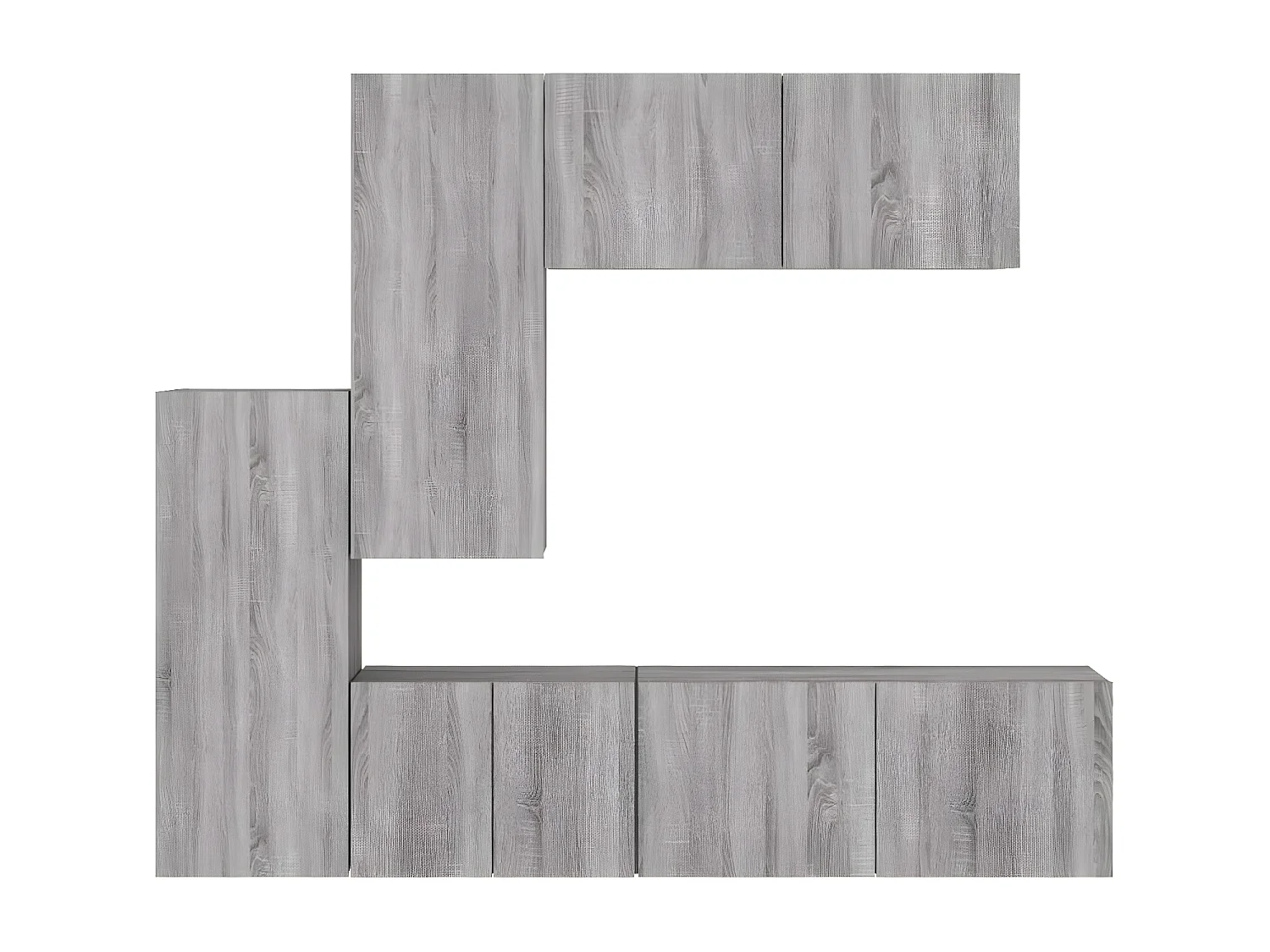 5-delige Tv-wandmeubelset grijs sonoma eikenkleurig NL610117