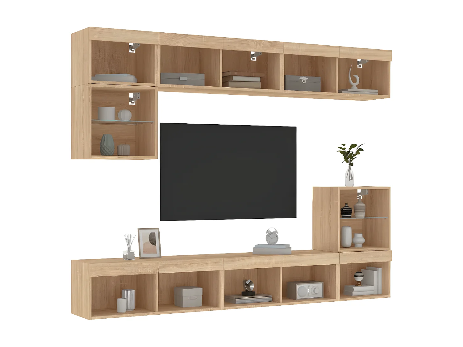 Ensemble de meuble TV avec LED 8 pcs chêne sonoma bois d'ingénierie WET6900