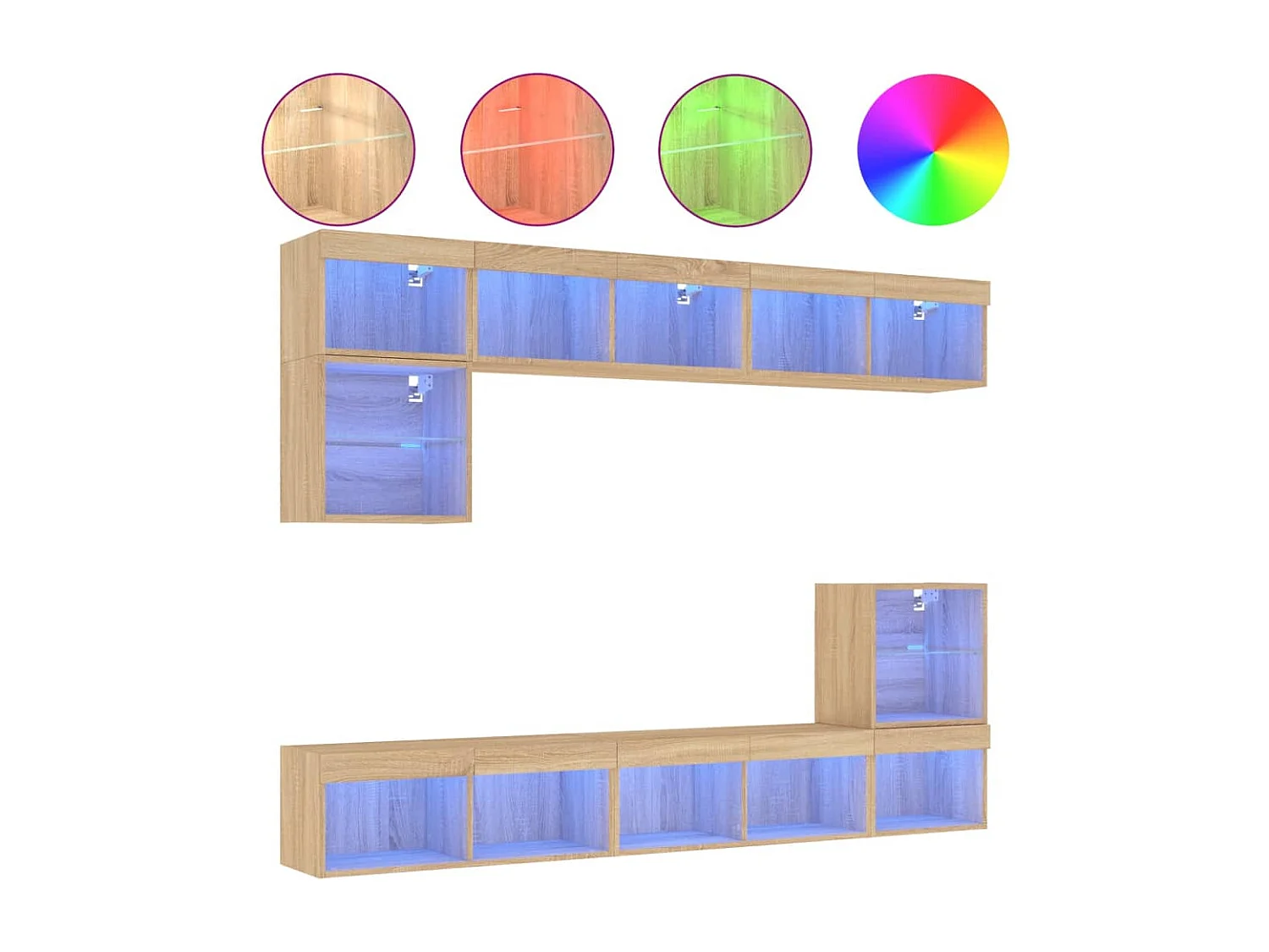 Ensemble de meuble TV avec LED 8 pcs chêne sonoma bois d'ingénierie WET6900