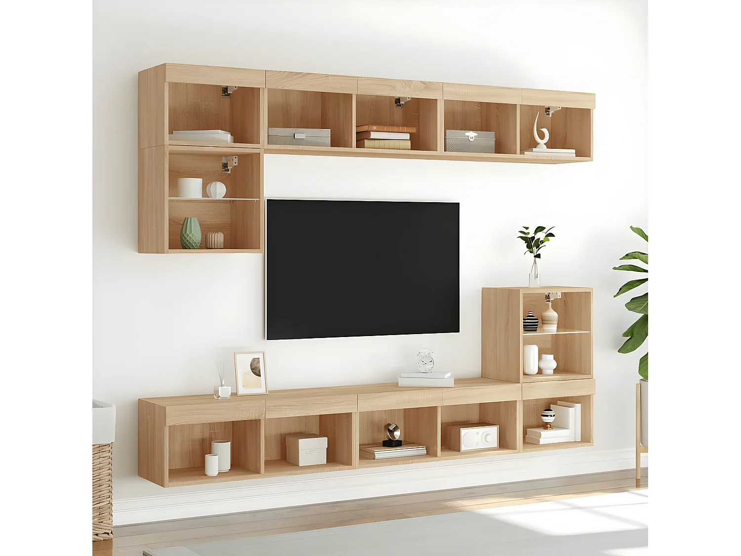 Ensemble de meuble TV avec LED 8 pcs chêne sonoma bois d'ingénierie WET6900