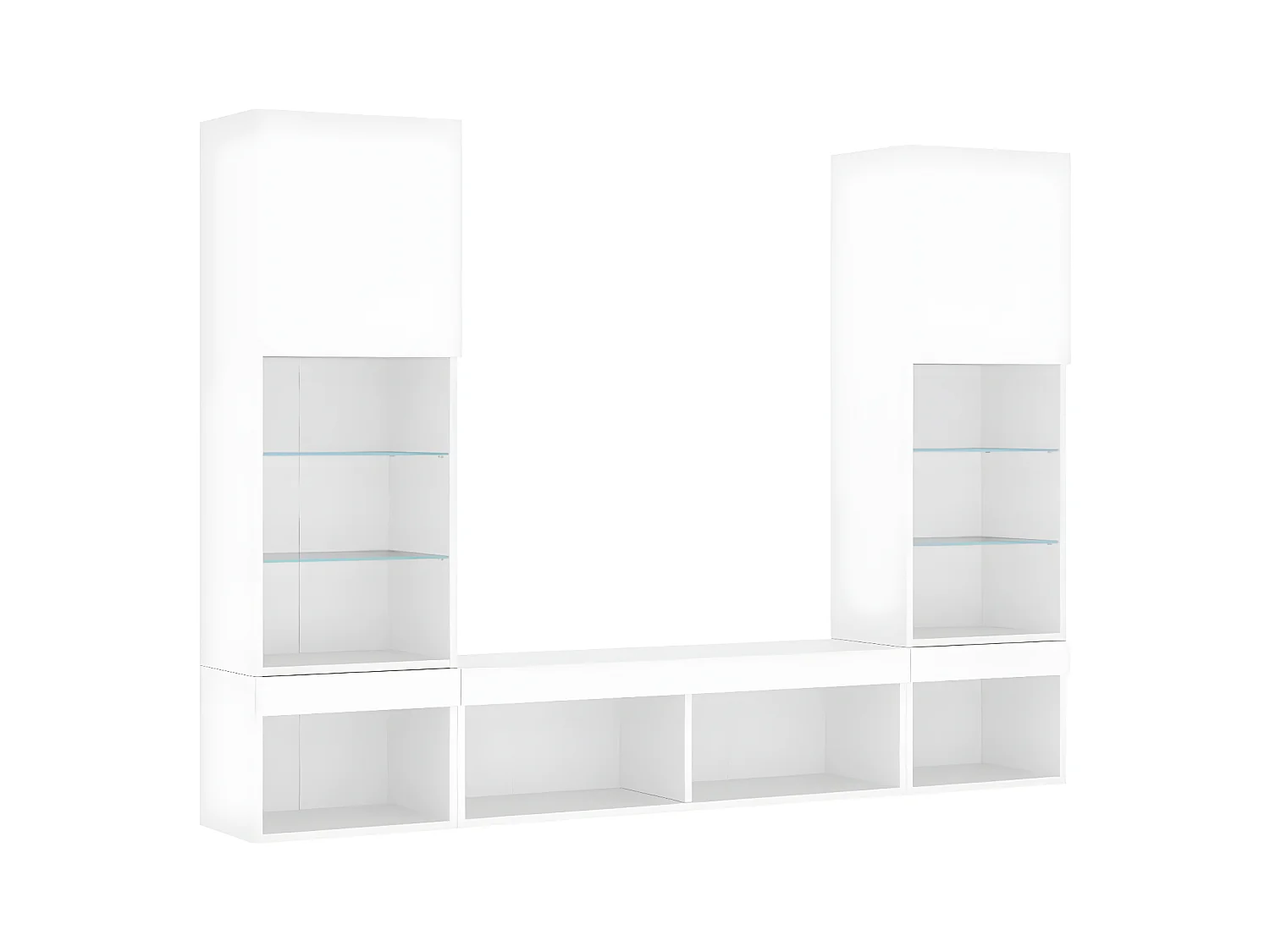 Ensemble de meuble TV avec LED 5 pcs blanc bois d'ingénierie WET4737