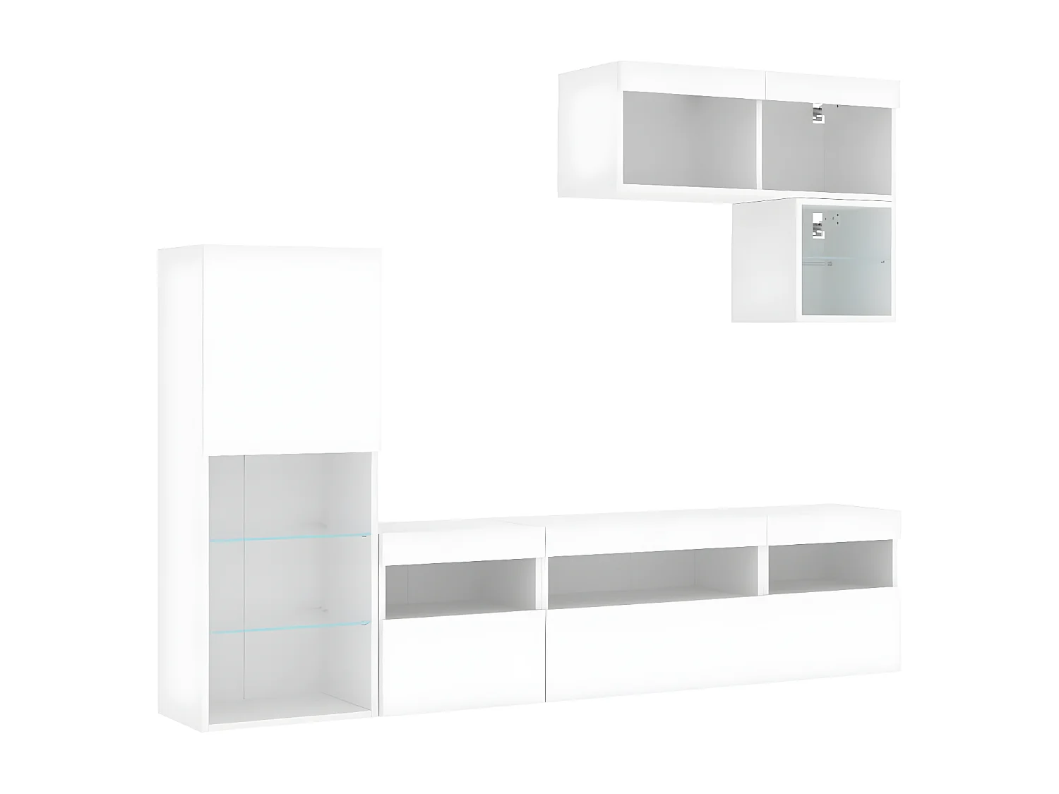 Muebles TV de pared con LED 6 pzas madera ingeniería blanco ES68419