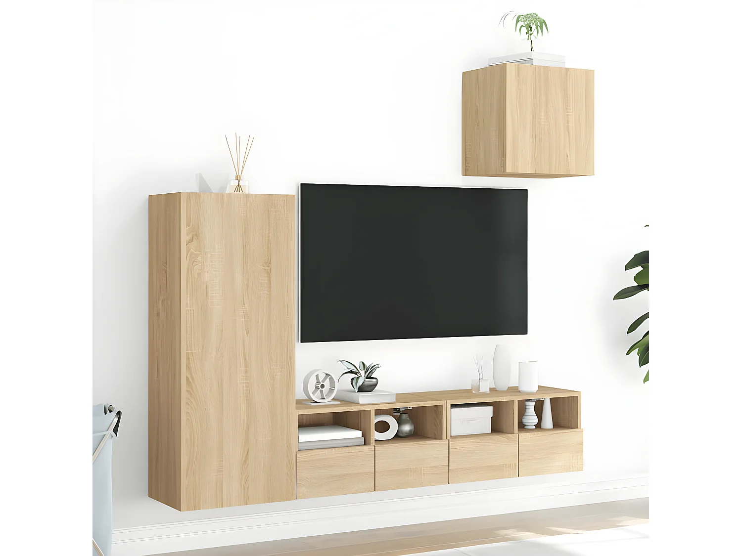 Ensemble de meuble TV 4 pcs chêne sonoma bois d'ingénierie WET1781