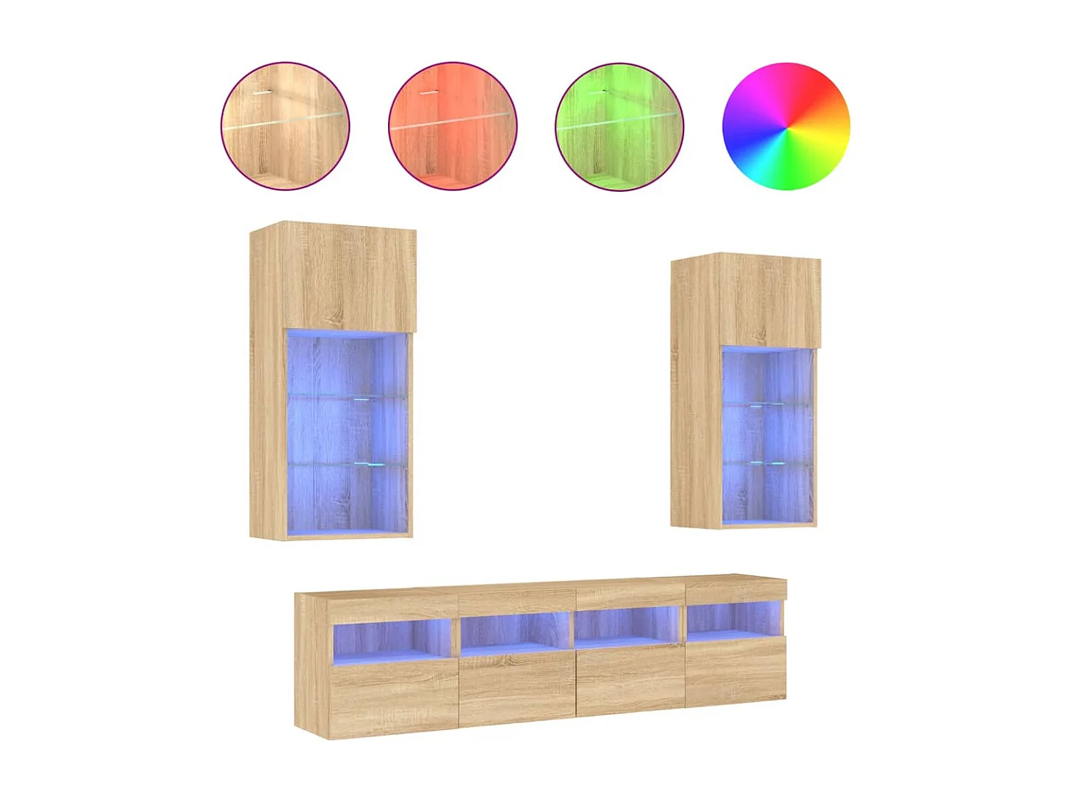 Ensemble de meuble TV avec LED 5 pcs chêne sonoma bois d'ingénierie WET9259