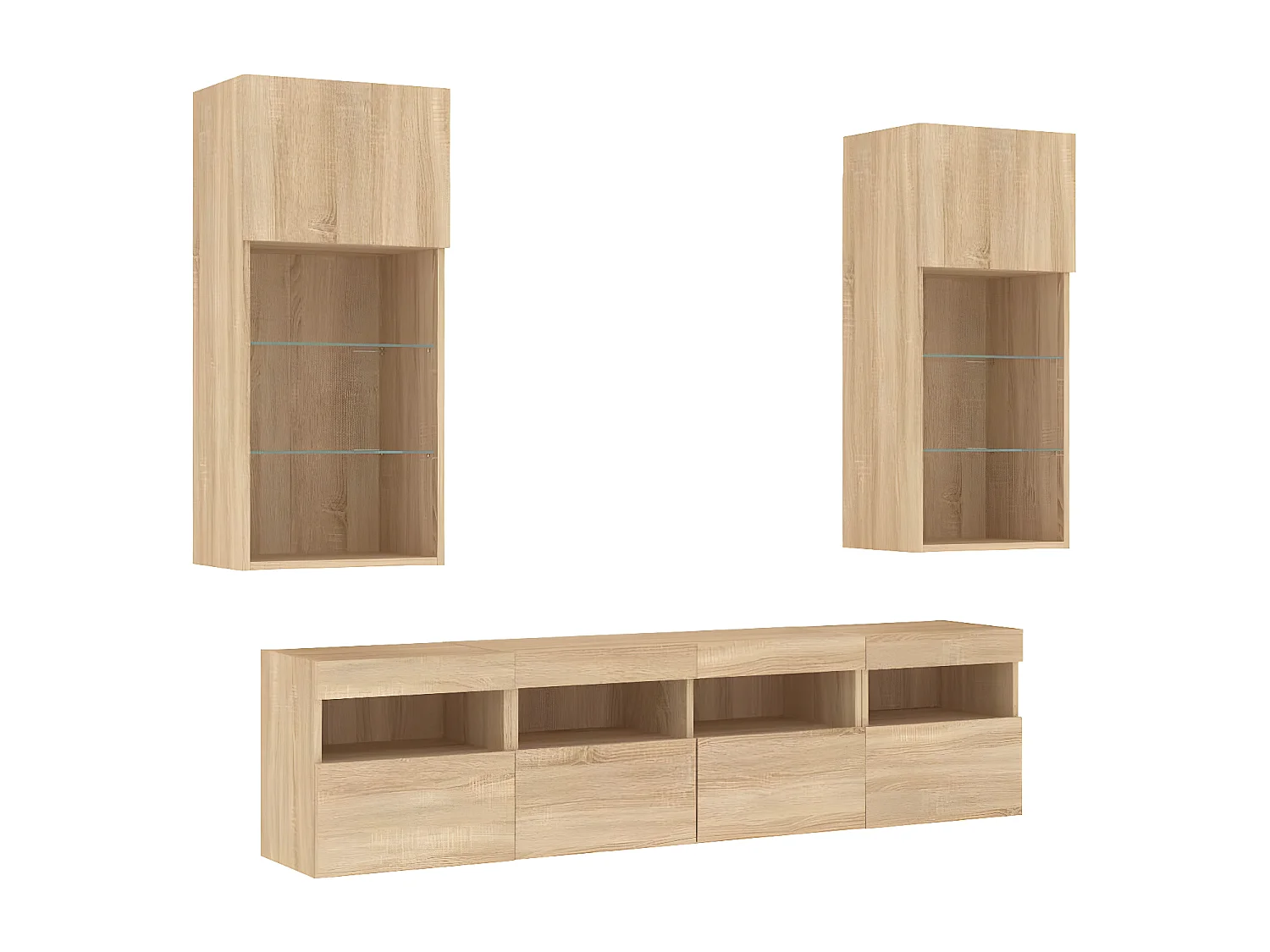 Ensemble de meuble TV avec LED 5 pcs chêne sonoma bois d'ingénierie WET9259