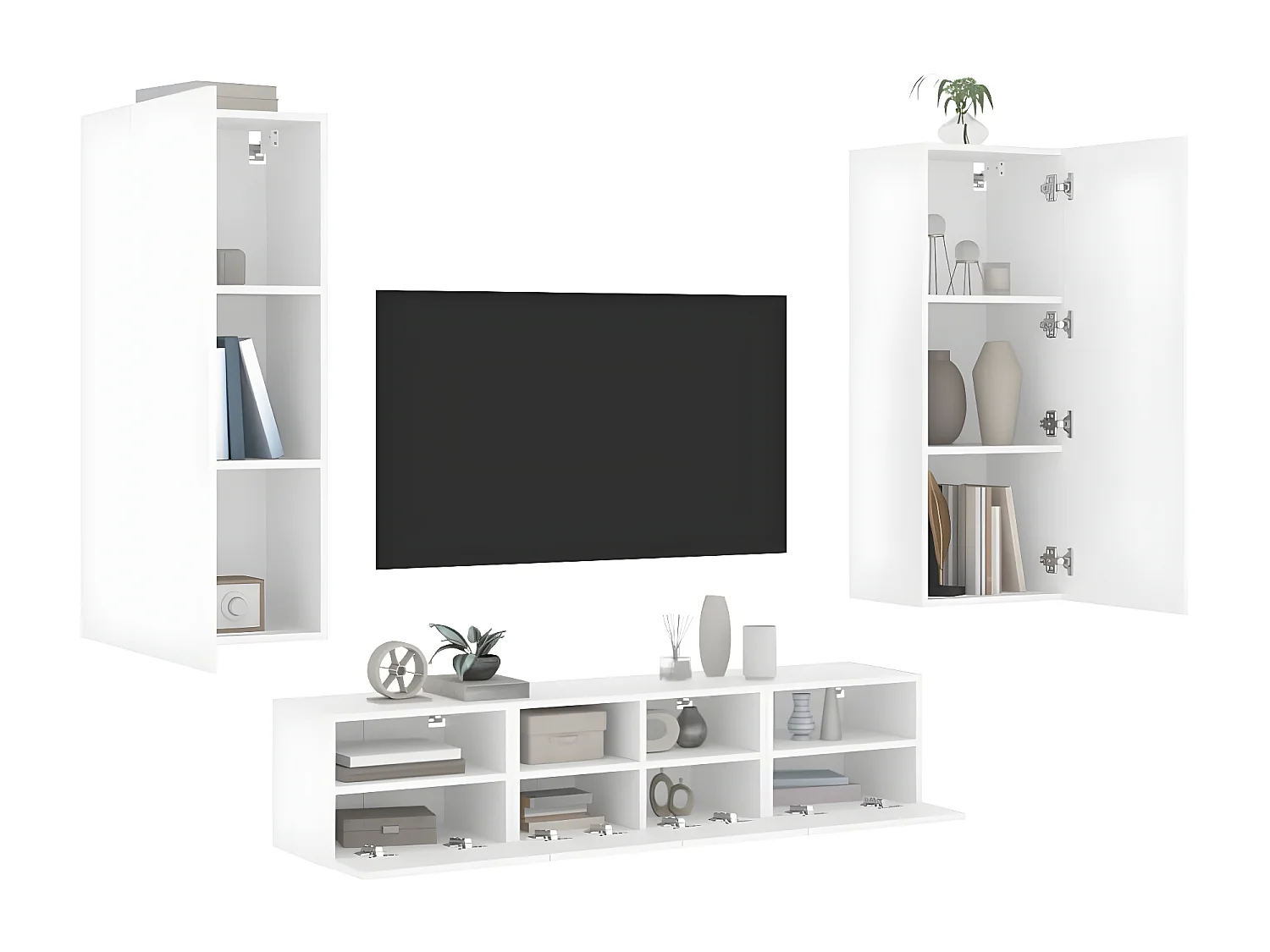 Ensemble de meuble TV 5 pcs blanc bois d'ingénierie WET7366