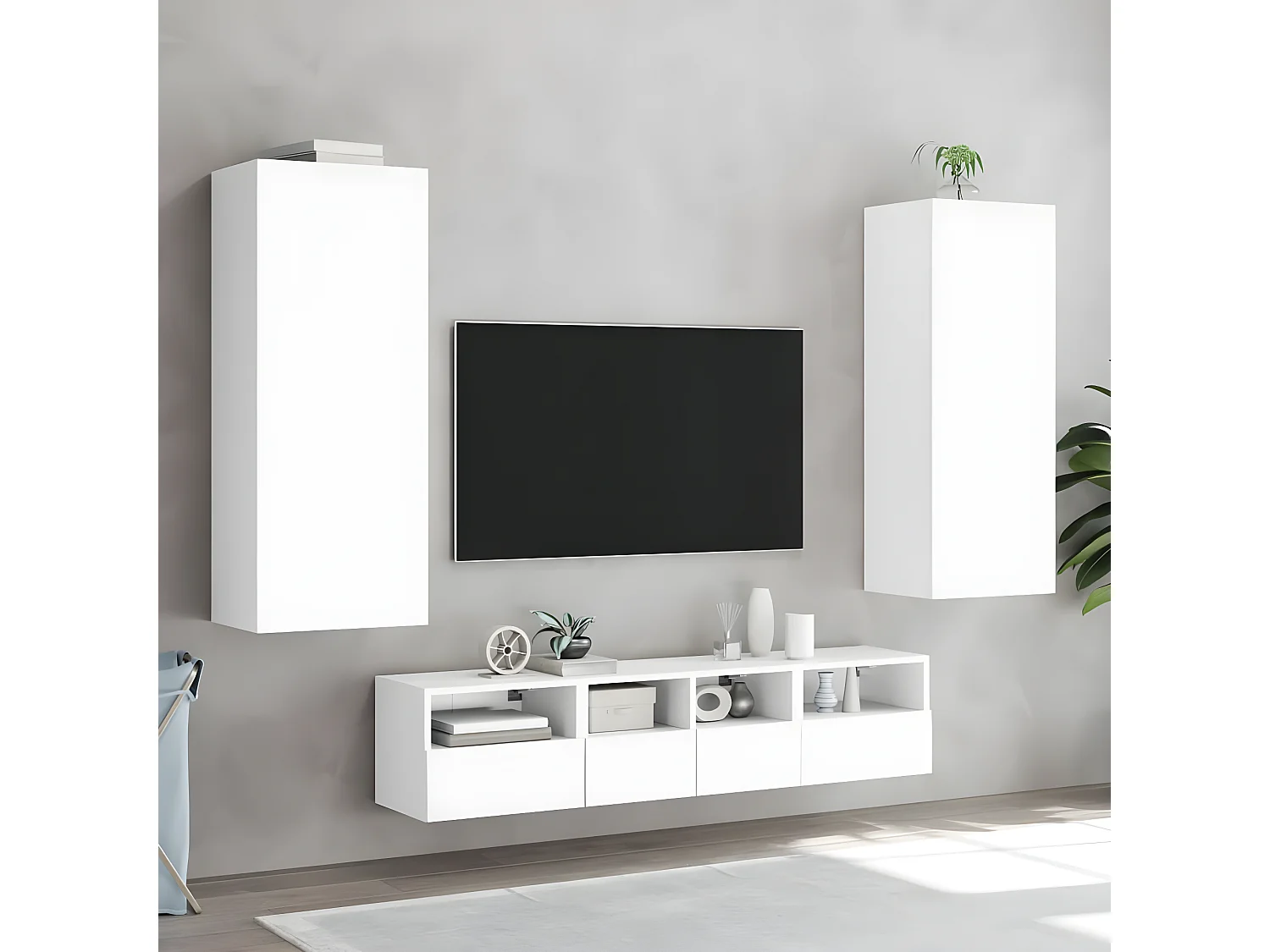 Ensemble de meuble TV 5 pcs blanc bois d'ingénierie WET7366