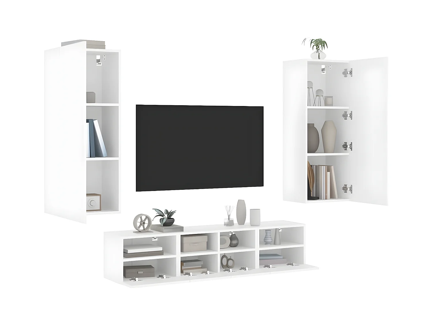 5-delige Tv-meubelset bewerkt hout wit NL348354
