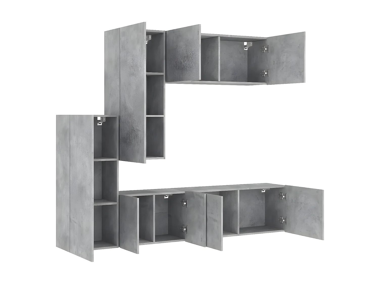 Ensemble de meuble TV 5 pcs gris béton bois d'ingénierie WET5481