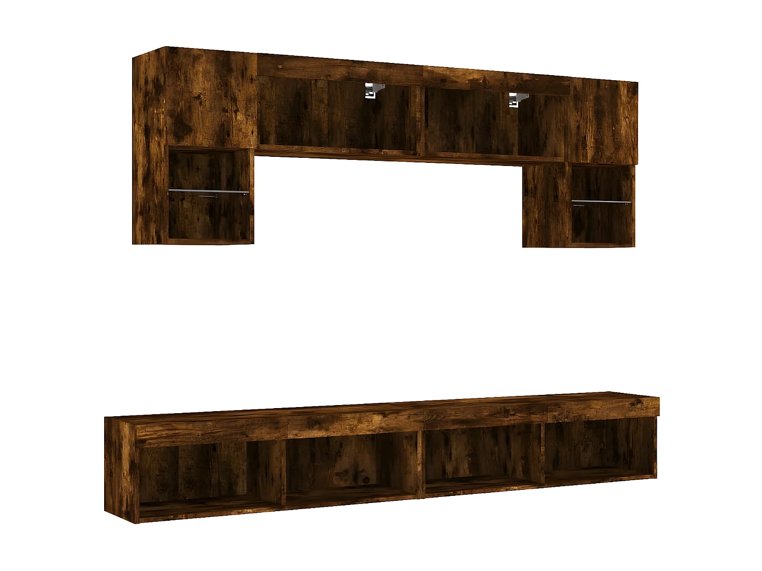 Ensemble de meuble TV avec LED 6 pcs chêne fumé bois d'ingénierie WET4451