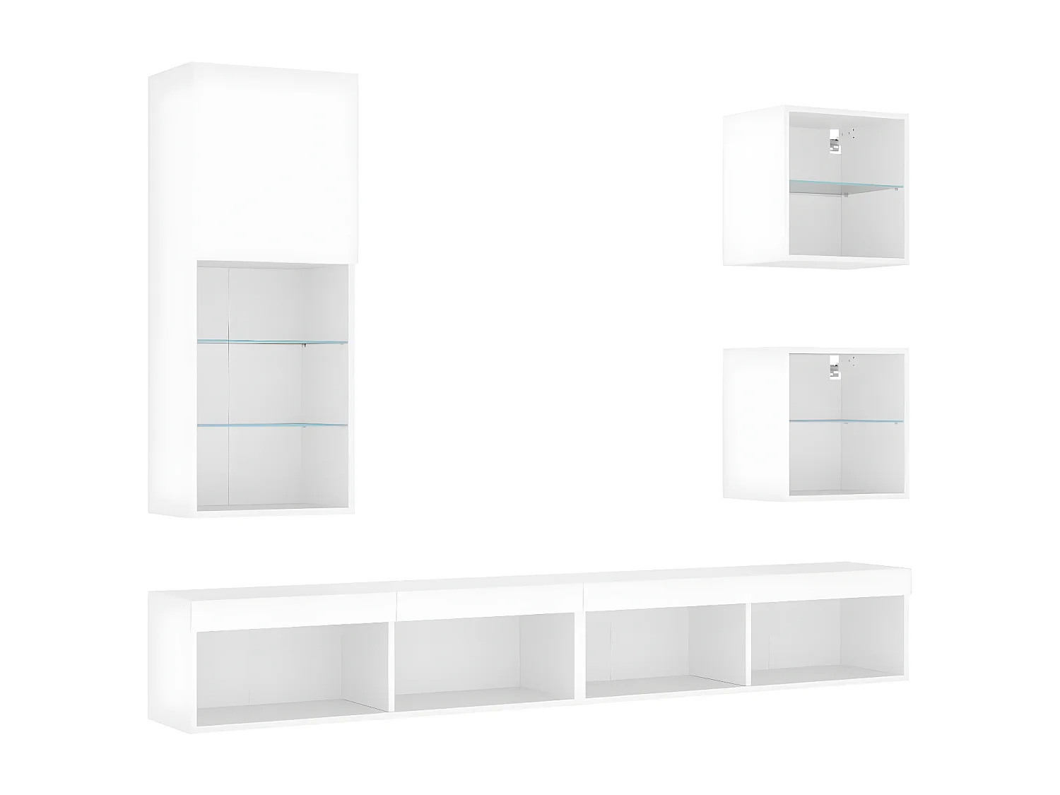 Ensemble de meuble TV avec LED 5 pcs blanc bois d'ingénierie WET1251