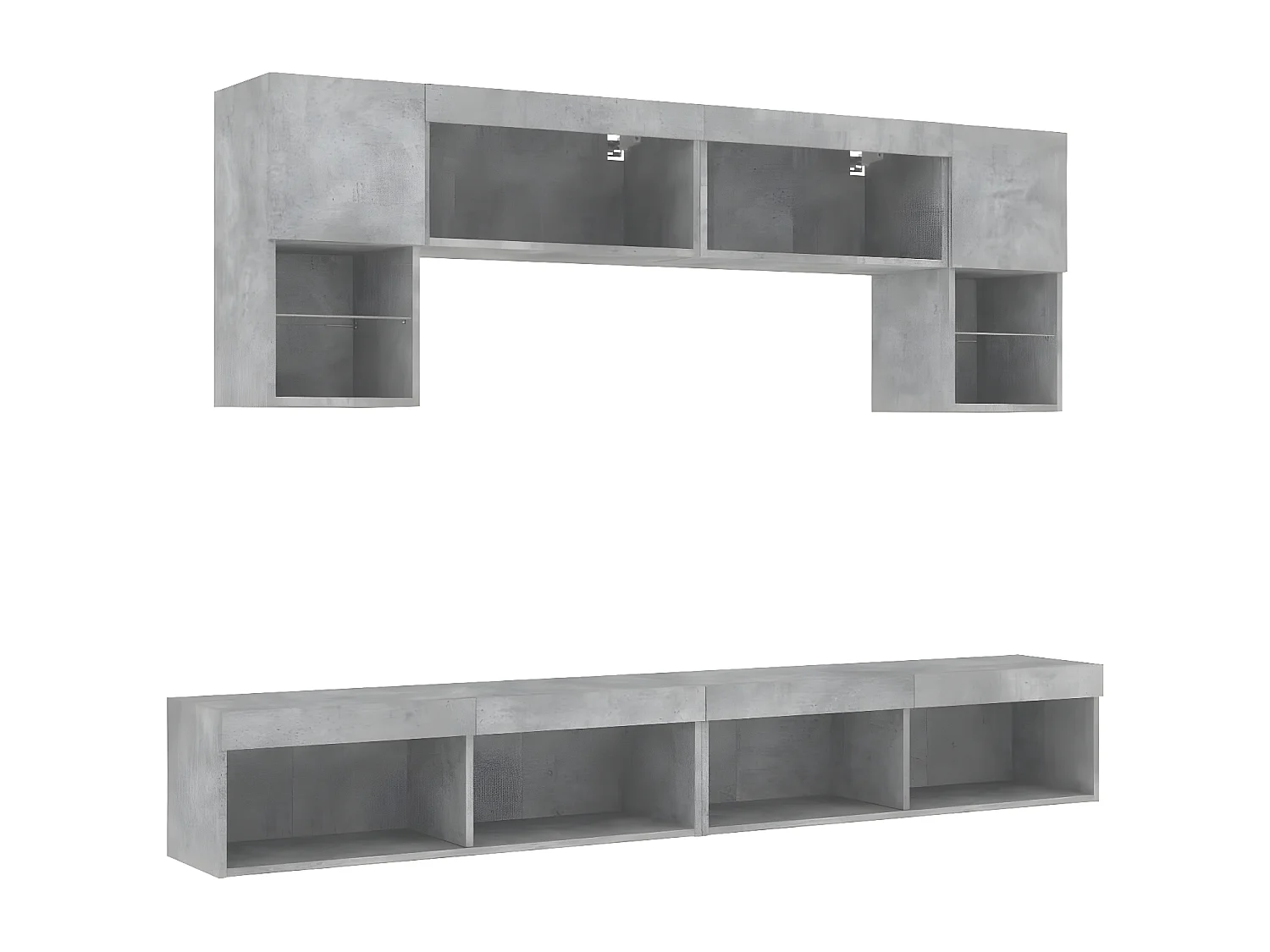 6 pcs móveis parede p/ TV c/ LEDs deriv. madeira cinza cimento PT165444