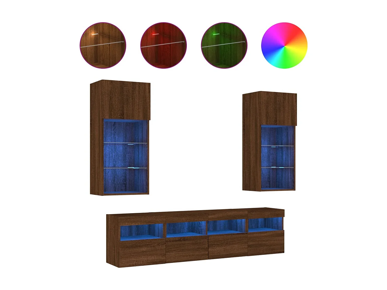 Ensemble de meuble TV avec LED 5 pcs chêne marron bois d'ingénierie WET2175