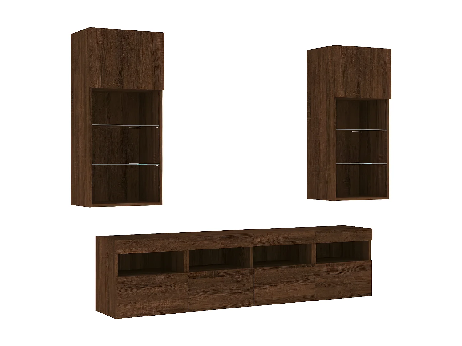 Ensemble de meuble TV avec LED 5 pcs chêne marron bois d'ingénierie WET2175