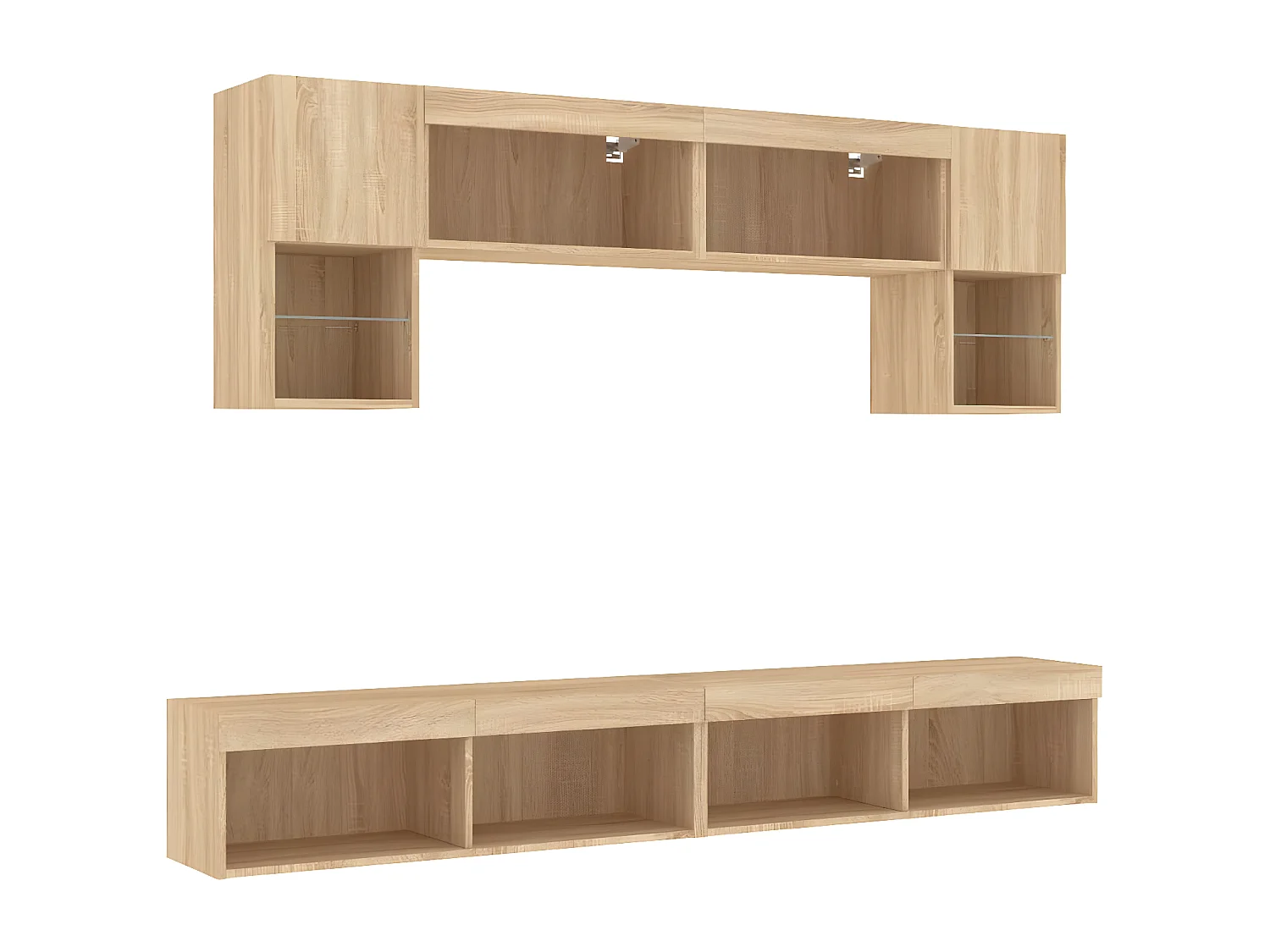 Ensemble de meuble TV avec LED 6 pcs chêne sonoma bois d'ingénierie WET1306