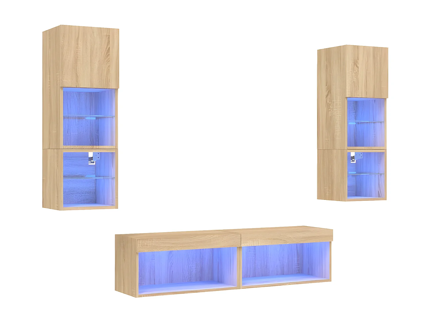 Mobili TV | Armadietti TV a Muro con LED 6pz Rovere Sonoma Legno Multistrato