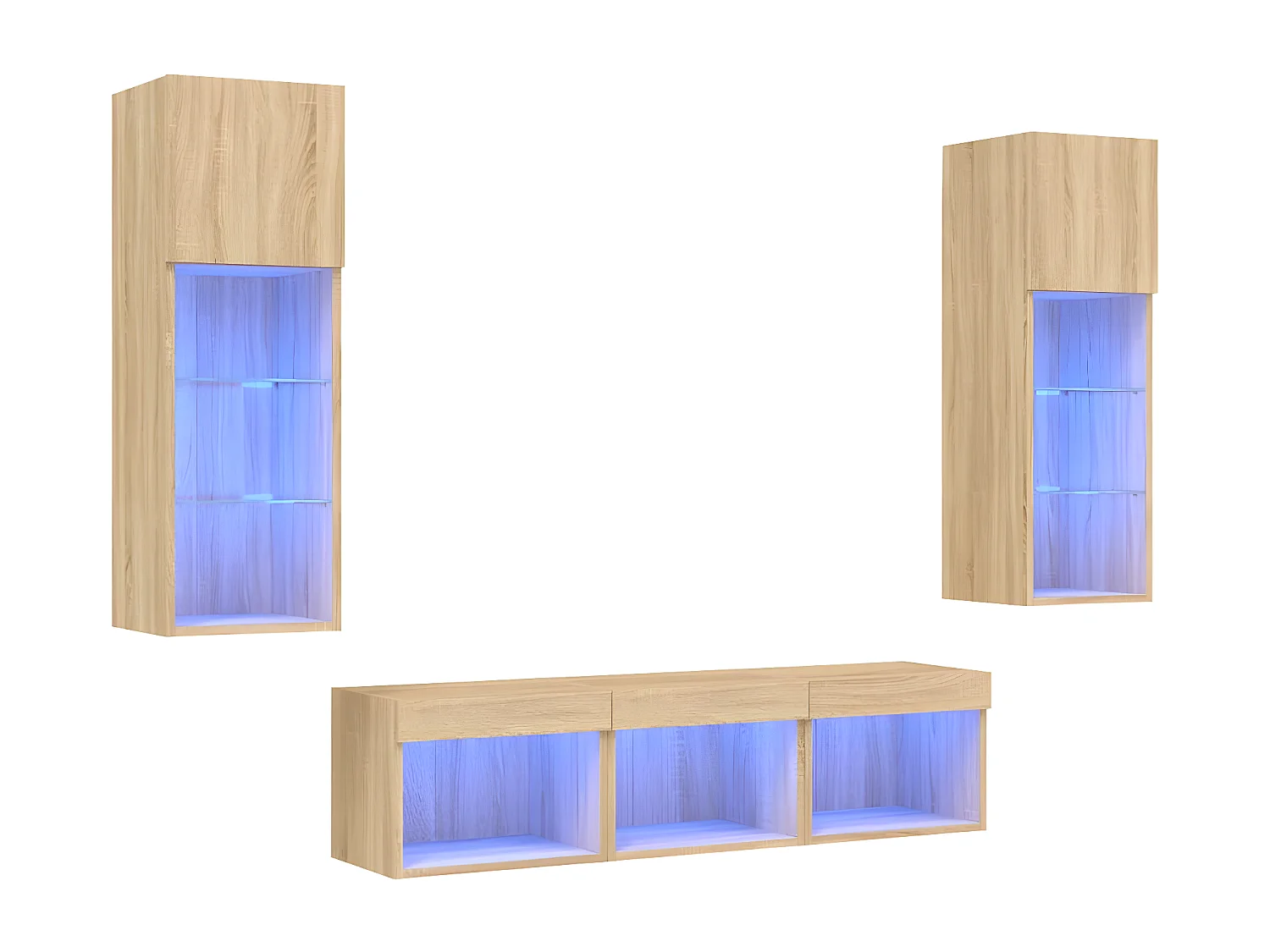 5pcs móveis parede p/ TV c/ LEDs deriv. madeira carvalho sonoma PT651318