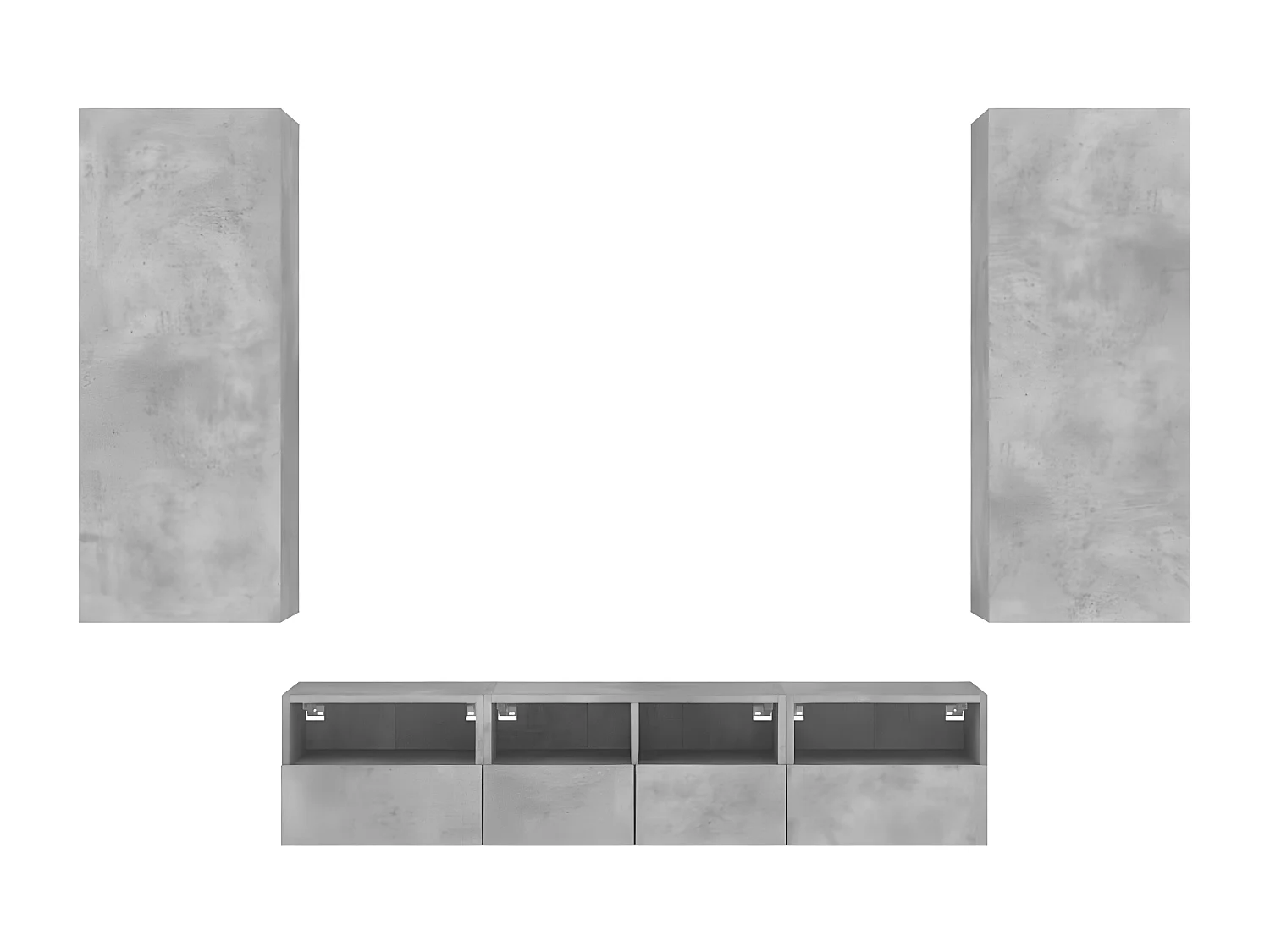 Ensemble de meuble TV 5 pcs gris béton bois d'ingénierie WET3463