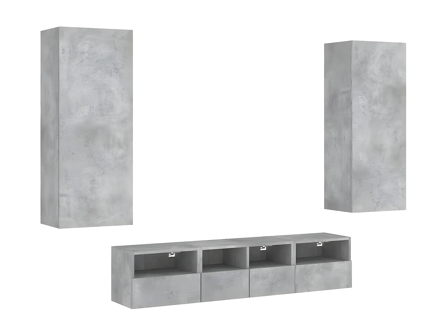 Ensemble de meuble TV 5 pcs gris béton bois d'ingénierie WET3463