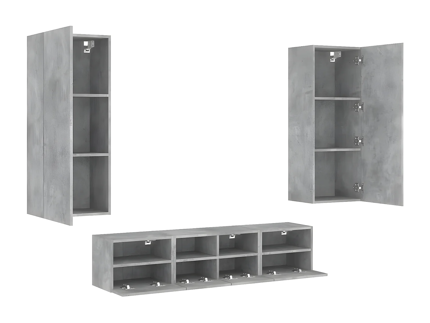 Ensemble de meuble TV 5 pcs gris béton bois d'ingénierie WET3463