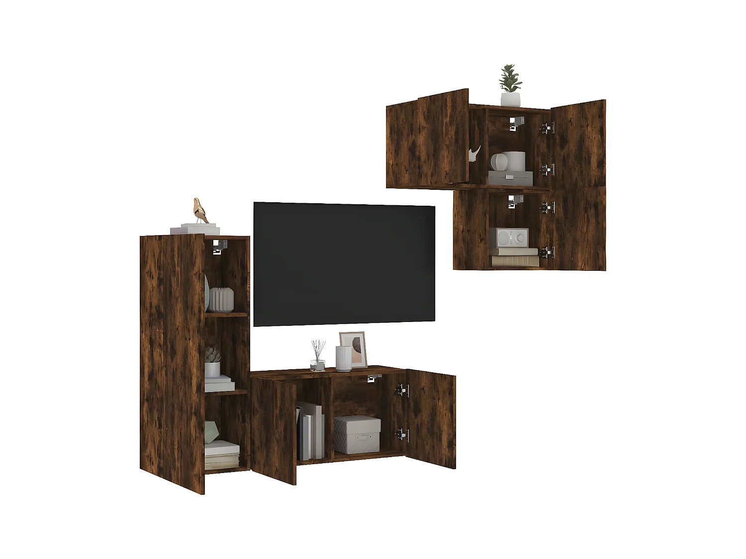Ensemble de meuble TV 4 pcs chêne fumé bois d'ingénierie WET2647