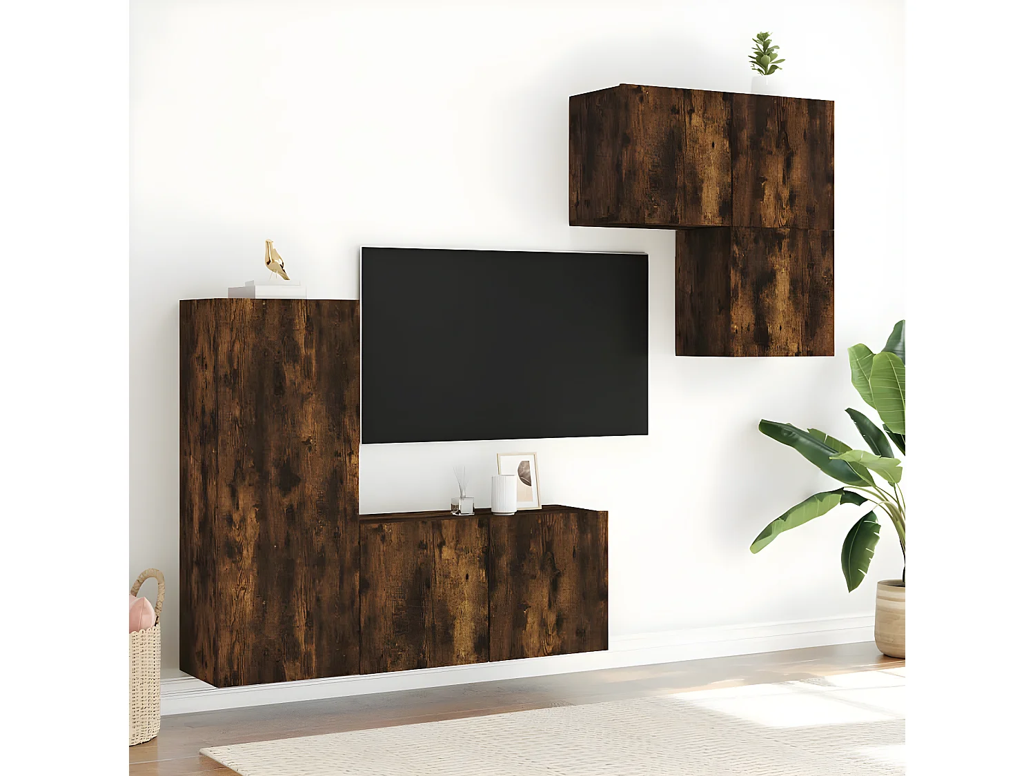 Ensemble de meuble TV 4 pcs chêne fumé bois d'ingénierie WET2647