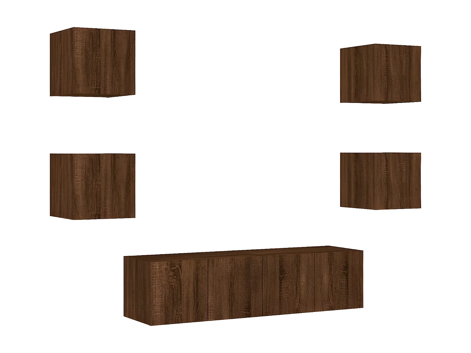 6-delige Tv-wandmeubelset met LED bewerkt hout bruineikenkleur NL93673