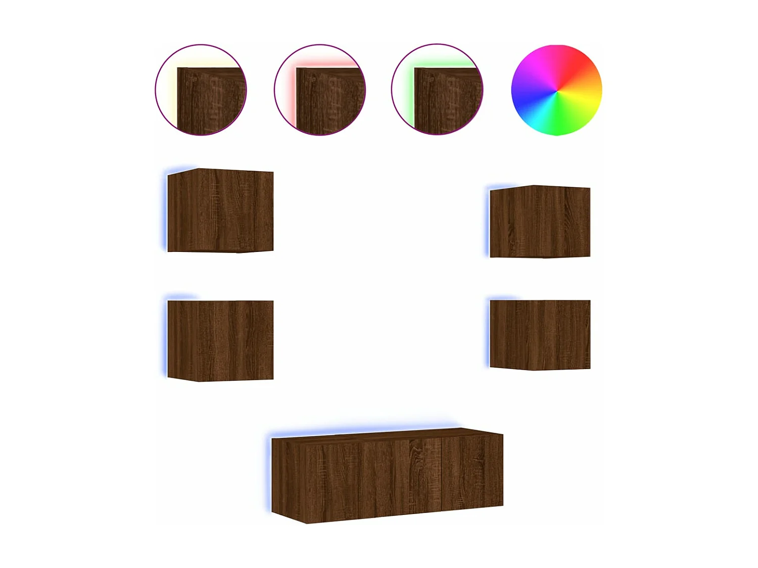 Ensemble de meuble TV avec LED 6 pcs chêne marron bois d'ingénierie WET3194