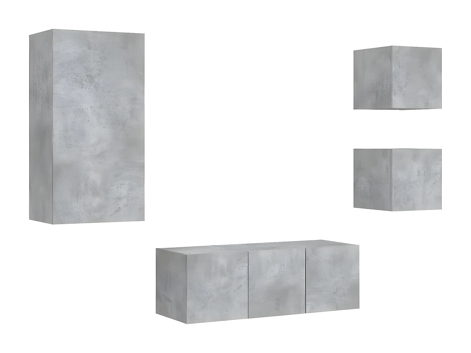 Ensemble de meuble TV avec LED 5 pcs gris béton bois d'ingénierie WET1629